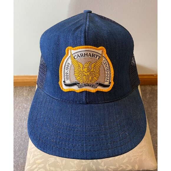 Carhartt Centennial Mesh Snapback Hats Brown & Blue Made In USA - Picture 3 of 16